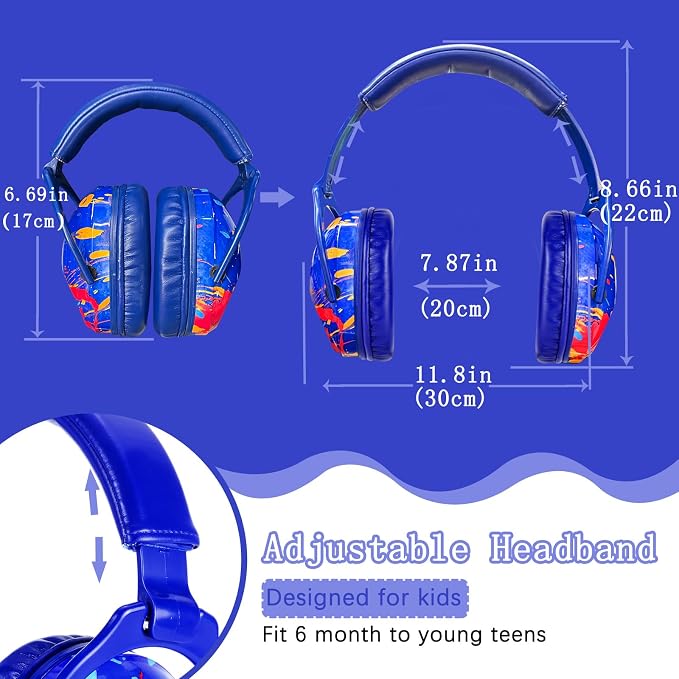 ZOHAN EM030 Kids Ear Protection, Noise Cancelling Headphones Ear Muffs for Autism Sensory, Safety Noise Reduction Hearing Protection for Monster Truck/Concerts/Fireworks/Air Shows