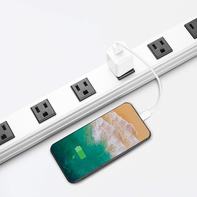 CCCEI Long Heavy Duty Metal Power Strip, 16 Outlet Large Industrial Multi Wide Strip for Garage Workshop, Extension Cord with Multiple Outlets, 15A, 125V, 1875W. 10 FT, Sliver.