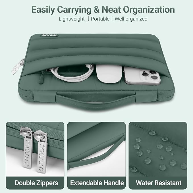 MOSISO Compatible with MacBook Air 13 inch Case M5 2026 M4 2025 M3 M2 2024-2022 A3449 A3240 A3113 A2681, Hard Case&Puffy Bag&Keyboard Cover&Webcam Cover&ScreenFilm for MacBook Air 13.6, Emerald Green