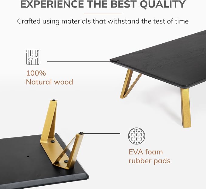 Anji Mountain Monitor Stand - Desktop Organizer & Laptop Riser, Ergonomic Monitor Riser, Space-Saving Monitor Stand for Desk, Durable Construction, Easy Assembly, Ideal for Home & Office,Black