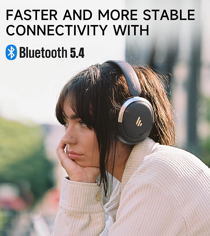 Atom Max Hybrid Active Noise Cancelling Over-Ear Headphones - Hi-Res Audio with Microphone, Volume Control, 45H Playtime, Fast Charging, Bluetooth 5.4, App Customization, Foldable Headset, Black