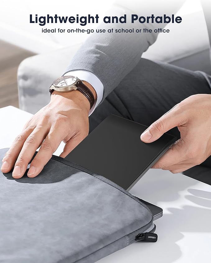 ROOFULL External CD DVD Drive with Extra Power Cable for Laptop, Ultra Slim USB 3.0 Type-C Portable CD DVD Optical Disc Drive Reader Writer Burner Player for PC MacBook Windows 11/10/7 Mac Linux OS