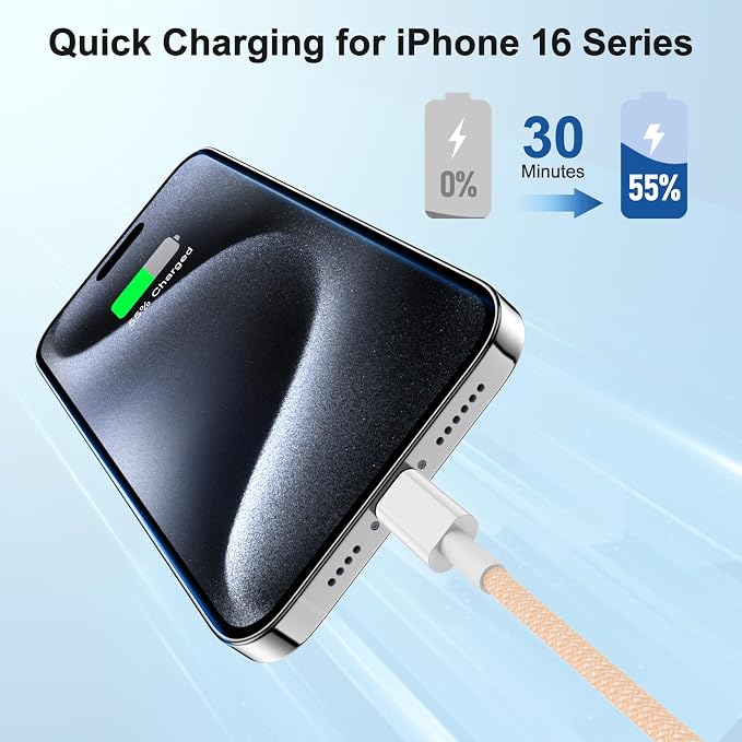 USB C to C Fast Charger Cable 10ft, Long Type C to USB C Charging Cord Wire for iPhone 17 Pro Max/17 Air/16 Pro/15 Plus,MacBook Pro 2021/2020/2019/2018,iPad 12.9/11 inch/Mini/Air,Samsung Galaxy