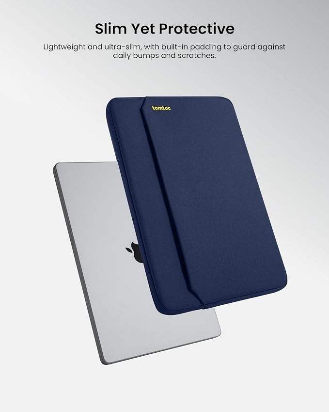 tomtoc Slim Laptop Sleeve Case for 13-inch 2026 New MacBook Air M5/A3449 M4/A3420 M3/A3113 M2/M1, Fits MacBook Neo A18 Pro, Water-Resistant Protective Carrying Case with Accessories Pocket