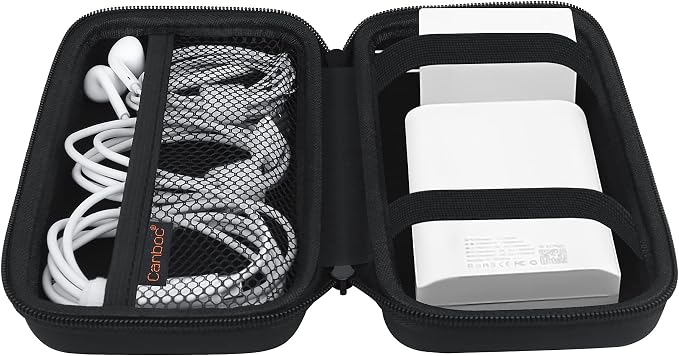 Canboc Electronics Travel Organizer, MacBook Charger Carrying Case, Electronic Accessories Portable Cable Storage Bag for Charging Cords, Power Adapter, MagSafe, USB Hub, Power Bank, Earbuds, Black