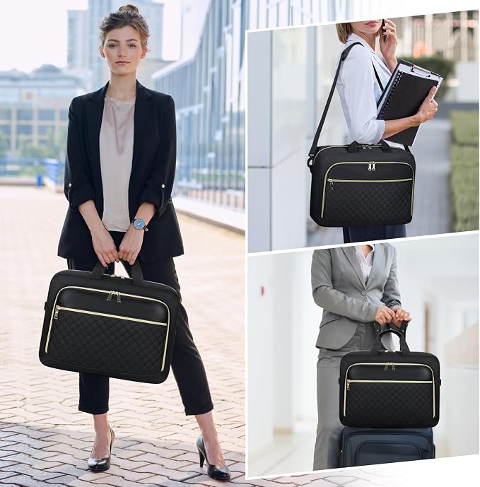 NEWHEY Laptop Bag 17.3 Inch Laptop Briefcase for Women Men Waterproof Shoulder Messenger Bag Large Computer Bag for Business Office Work College, Black