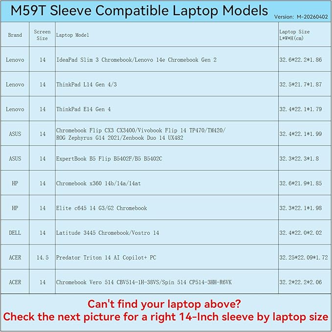 Smatree M59TW Hard Protective 14 inch Laptop Sleeve Case Compatible for Lenovo ThinkPad L14/IdeaPad, HP Chromebook/Elite, DELL Latitude/Vostro, ASUS Zenbook/ExpertBook, ACER Chromebook,White(X8251TW)