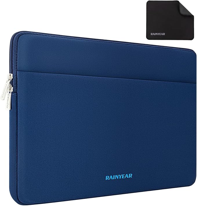 RAINYEAR Laptop Sleeve Case 13.3 Inch, Protective Portable Case with Front Pocket, Briefcase Handbag Laptop Bag Compatible with 13.3-14 Inch Laptop PC, 14 Inch MacBook Pro M5 M4 M3 M2 M1, Navy Blue