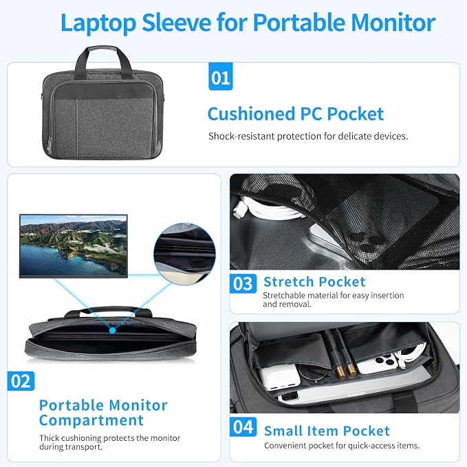 MAGICRAVEN Wireless Portable Monitor for Laptop, 15.6" Portable Monitor with Battery-1080P FHD Second Screen for Home & Office, AirPlay & Miracast Casting, No Cables or Drivers Needed(with Bag)