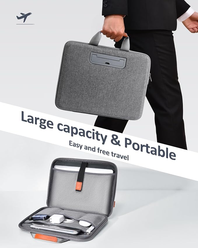 Hard Laptop Case 15.6 Inch for HP Dell Lenovo ASUS Acer - 2 in 1 Laptop Sleeve & Lap Desk with Stopper and Book Clip, Shockproof Waterproof 16.2 MackBook Pro Case - Gray
