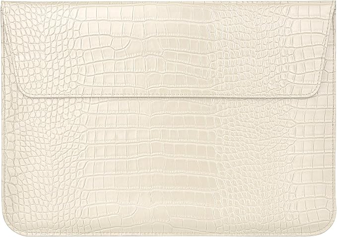 MOSISO Laptop Case 13 inch, 13 inch Laptop Sleeve Compatible with MacBook Neo 13 A18 Pro A3404 Air M4 M3 M2 M1 2026-2018 / Pro M2 M1 2026-2016, Crocodile Grain PU Leather Flap Case Bag, Beige