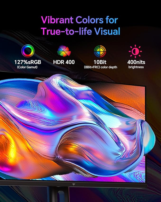KTC 24 Inch Gaming Monitor 180Hz - 2K 1440P Computer Monitors, Fast IPS Vertical Monitor with HDR 400, Adaptive Sync, Up to 185Hz, HDMI & Display Port, Tilt Pivot Height Adjustable, Vesa Mount, H24T7