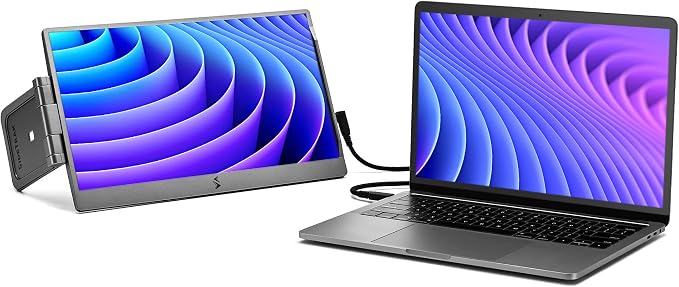 SideTrak Swivel 14" Portable Monitor for Laptop, Screen Extender with Patented Swivel Hinge, Attachable Travel Monitor, Dual Screen FHD Display, USB-C® & HDMI, (Dark Gray)