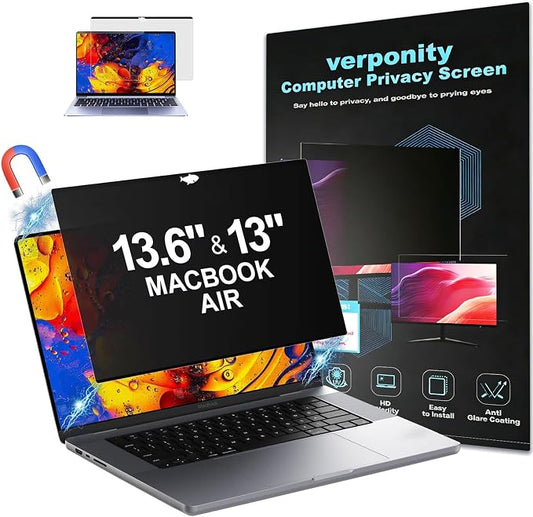 Magnetic Privacy Screen Compatible with MacBook Air 13.6/13 Inch (2022-2026 M2 M3 M4 M5), Removable Anti-Spy Laptop Privacy Screen Filter, Matte Anti Glare Blue Light Macbook Air 13 Inch Screen