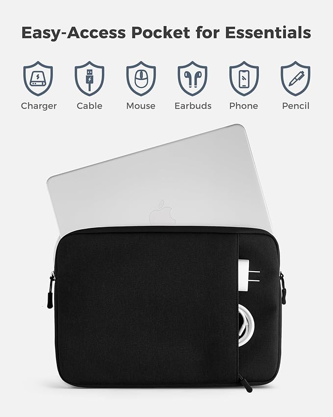 ProCase Laptop Sleeve for MacBook Neo 13 inch 2026 (Model A3404, A18 Pro), Protective Case with Soft Lining, Slim Travel Sleeve with Pocket for Accessories, Tailored for MacBook Neo 13” -Black