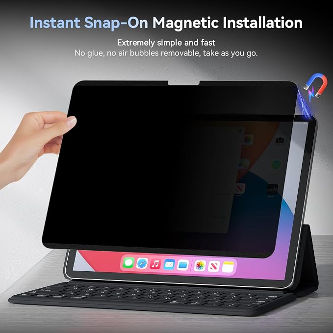 360° Magnetic Privacy Screen for iPad Pro 11 Inch M4/M5 (2024/2025, 5/ 6th Gen), 4 Way Privacy Removable Anti Glare Blue Light Filter Shield Film Anti Spy Protector
