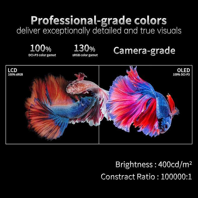 INNOCN 15.6" OLED Portable Monitor Full HD 1080P 100% DCI-P3 1MS 100000:1 USB Computer Mini HDMI Travel Monitor Photo Video Editing Second Ultra Slim for Laptop, Gaming Console