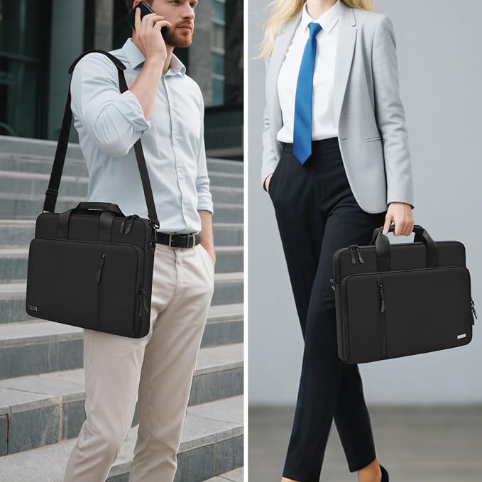 TECOOL 17 17.3 Inch Laptop Bag, 360 Protective Case Messenger Bag Waterproof Computer Sleeve Briefcase with Shoulder Strap for 17-17.3 Inch Acer ASUS Lenovo HP Laptop Notebook, Black