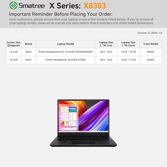 Smatree Hard EVA Protective Sleeve Case Compatible for 16 inch ASUS ProArt Studiobook Pro 16 OLED W7600/W5600/H7600 Laptop,Waterproof Hard Case for 16 inch ASUS Laptop,Green(X8303G)