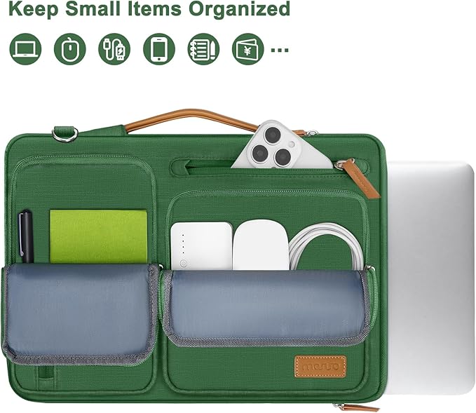 MOSISO 360 Protective Laptop Shoulder Bag,17-17.3 inch Computer Bag Compatible with MacBook, HP, Dell, Lenovo, Asus Notebook,Side Open Messenger Bag with 4 Zipper Pockets&Handle, Jungle Green