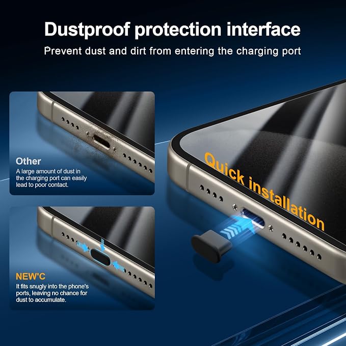 NEW'C 3x Privacy for iPhone 15 Pro Screen Protector (6.1 inches)+ 3x Camera Lens Protector, Sensor Protection, Case Friendly Tempered Glass Film + Dust Plug - Easy installation tool included