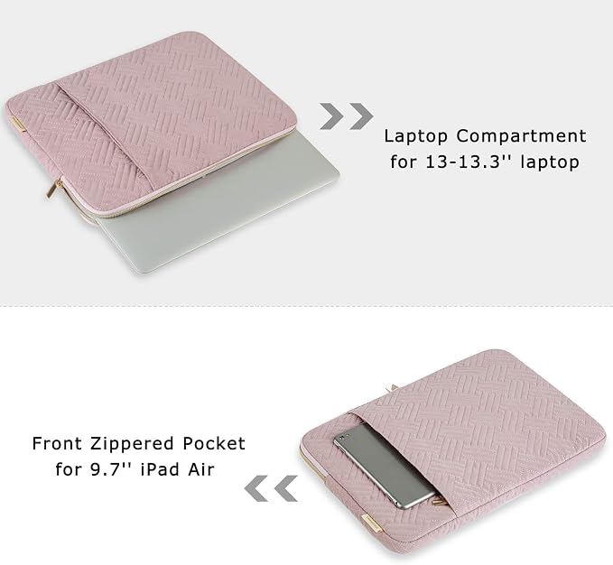 BAGSMART Laptop Sleeve Bag Compatible with MacBook Air/Pro, 13-13.3 inch Notebook, Compatible with MacBook Pro 14 Inch, MacBook Air M2 Sleeve 13 Inch, Repellent Protective Case with Pocket, Beige