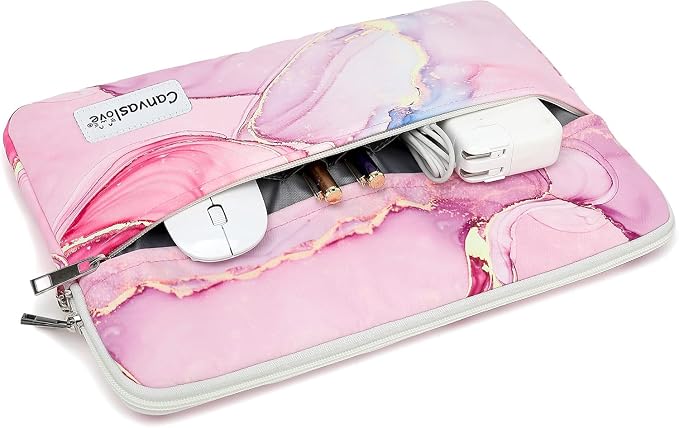 Pink Marble Laptop Sleeve Case Bag with Pocket for MacBook Pro 14 inch,Surface Laptop 14.4 inch and HP Lenovo Dell ASUS Acer 14 inch Laptop