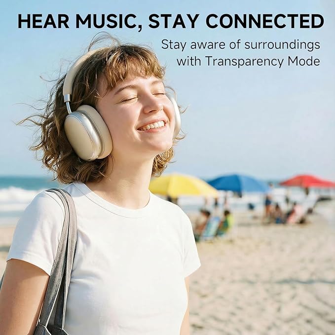 NC95 Hybrid Active Noise Cancelling Headphones with Knob Control, 120H Playtime Over Ear Headphones Wireless Bluetooth 6.0, App Control, Hi-Res Audio, Comfort Fit, Clear Calls for Travel/Workout