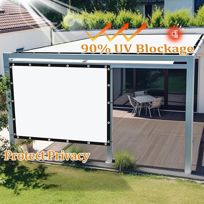 Shade&Beyond Customized Size 90% Sun Shade Cloth with Grommets, 9' X 9' Pergola Shade Cover Canopy, Mesh Tarp Sun Screens for Patio, Outdoor, Garden, Backyard GN01, White