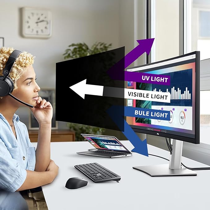 30 Inch Privacy Screen Filter for 21:9 Curved Ultrawide Gaming Monitor | Privacy Shield | Anti Glare | Anti-Blue Light | Eye Protection | Anti Spy | Computer Security Private Filter Protector