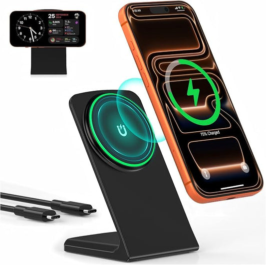 Mag.Safe Charger Stand for iPhone, Magnetic Wireless Charging Station for iPhone 17/16/15/14/13/12 Series (Onxy Black)