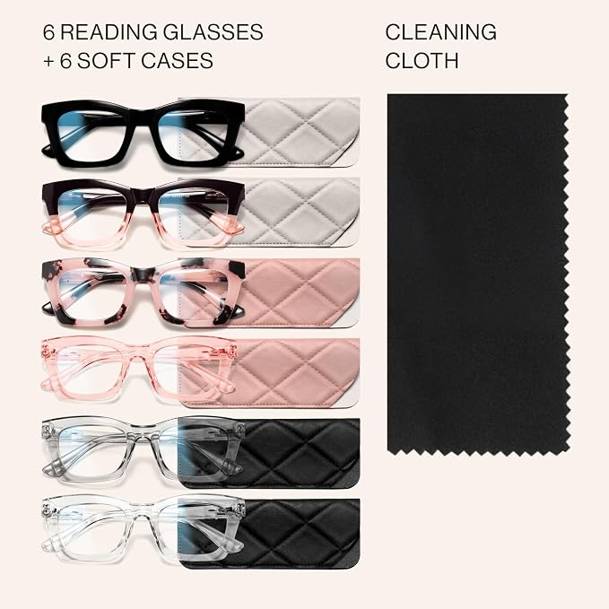 CCVOO 3.25 Style Reading Glasses for Women, Stylish Eyeglasses, Blue Light Readers for Women, Cheaters, (A1 Mix)
