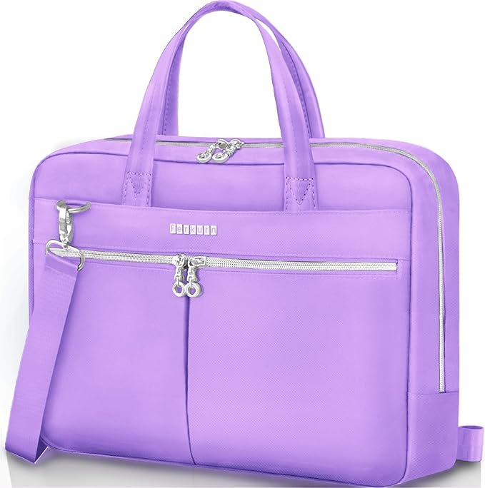 Ferkurn Laptop Bag Case Women Men Computer Bag Compatible with MacBook/HP/LG/Dell, Shoulder Strap Slim Carrying Messenger Briefcase, Purple, 17-17.3 Inch