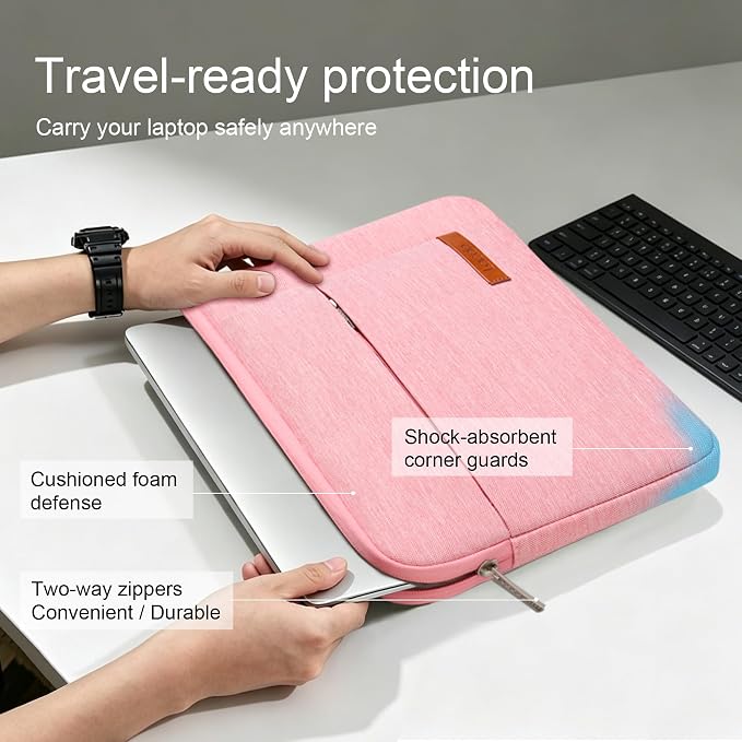 Lacdo Laptop Sleeve Case for 14 inch MacBook Pro M5 Pro/Max A3426 A3427 (2026), M5/M4/M3/M2/M1 A3434 A3112 A3401 A3185 A2918 A2992 2025-2021, 13.8 inch Microsoft Surface Laptop 7th Computer Bag, Peach
