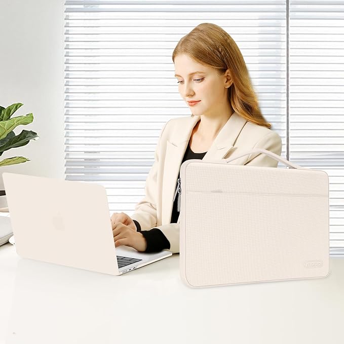 MOSISO Compatible with MacBook Air 13 inch Case M5 2026 M4 2025 M3 M2 2024-2022 A3449 A3240 A3113 A2681,Hard Shell&Sleeve Bag&Keyboard Skin&Webcam Cover&ScreenFilm for MacBook Air 13.6, Beige