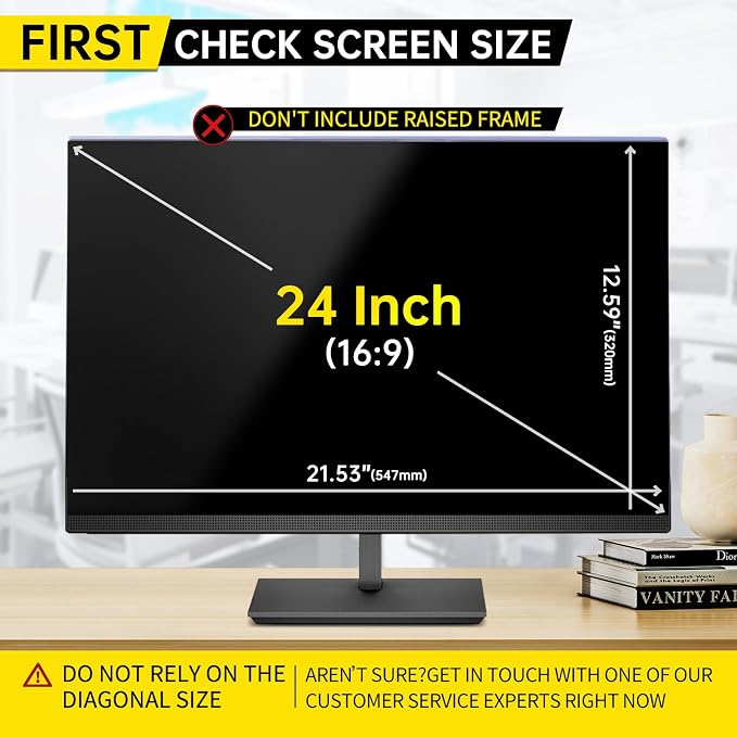 〔2-Pack〕 24 Inch Computer Privacy Screen Filter for 16:9 Monitor, Anti-Blue Light, Anti-UV,Blue Light Blocking Removable Privacy Protector Shield Fits 23.6", 23.8", 24" Monitors