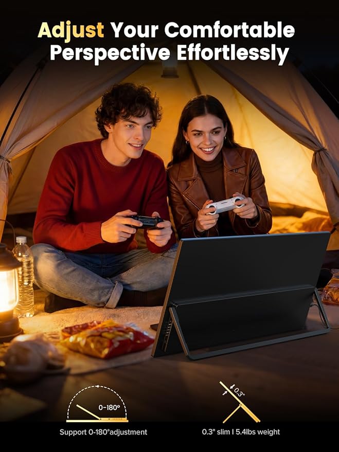 UPERFECT 24.5" Portable Monitor 240Hz Gaming Monitor 2000:1 Contrast FreeSync 0.1ms Fast IPS Large Screen, Built-in 180° Adjustable Stand/VESA, USB-C HDMI Second Screen for Laptop, Phone, Game Console