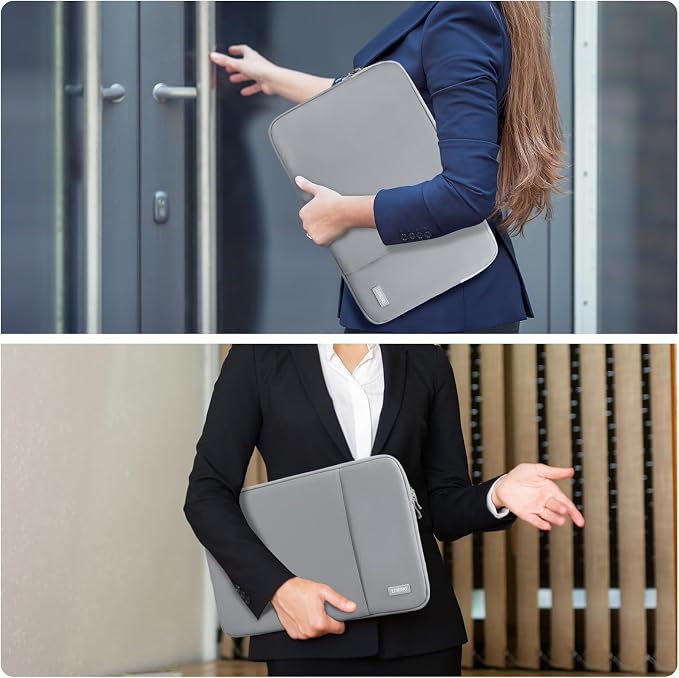 PU Leather Portable Monitor Case 15.6 Inch, Protective Carrying Sleeve for Most 15.6 in Monitors,Water Resistant Portable Computer Laptop Display Bag with Accessory Pocket,Size-15.3"x9.8" Gray