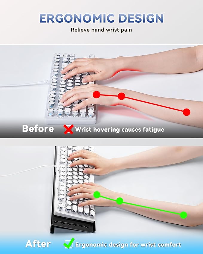 Laborio Acrylic Computer Keyboard Stand for Desktop (Black), Ergonomic Keyboard Tilted Elevated Rack Key Board Tray Holder Riser Stand for Office Home Desk Work Supplies