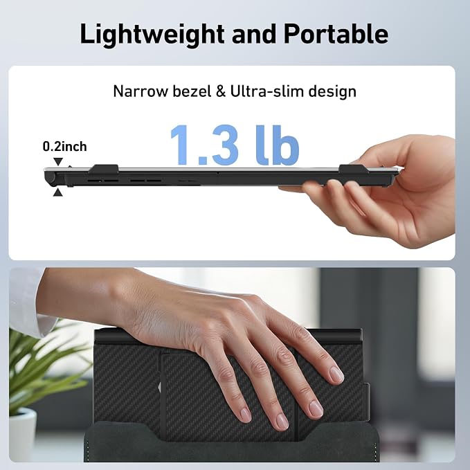 Vixtan 1.3lbs Ultra-Light Laptop Screen Extender, 14" FHD 1080P Portable Dual Monitor, Ultra-Thin Plug & Play for 13"-17" Laptops