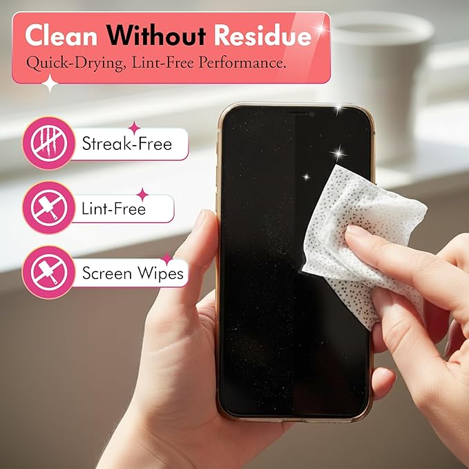 Well-Kept Tech & Lens Wipes - Eyeglass, Screen & Phone Cleaning, Multi-Surface, Lint-Free, Pre Moistened, Streak-Free & Non Scratching - NEW Size - Spring Break Canister, (120 Count)