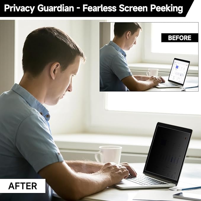 14 Inch 16:10 Laptop Privacy Screen Filter, Anti Blue Light Glare & Anti Scratch Computer Privacy Shield for 14" with 1920x1200 Aspect Ratio Laptop