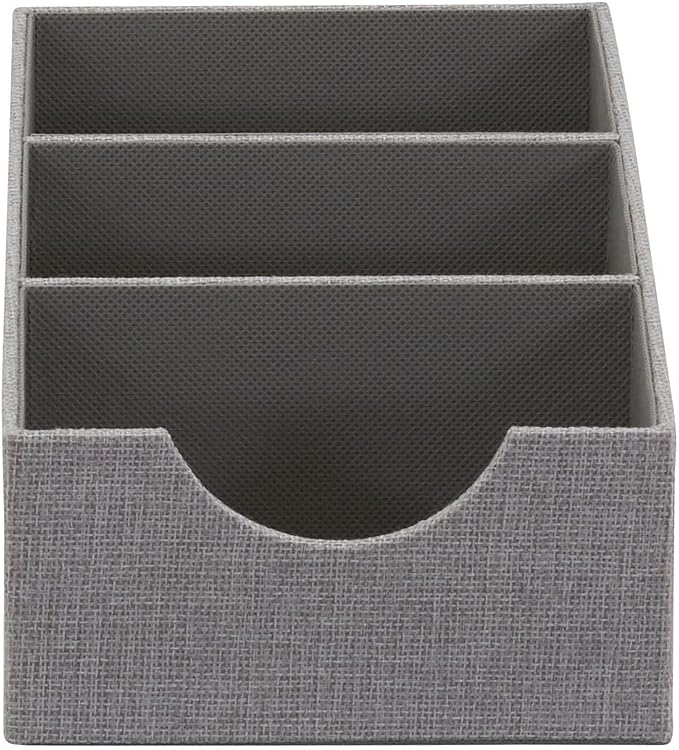 Household Essentials Grey 727-1 Deep 3 Section Drawer Organizer Box for Storage | 12 in x 6.13 in x 3.13