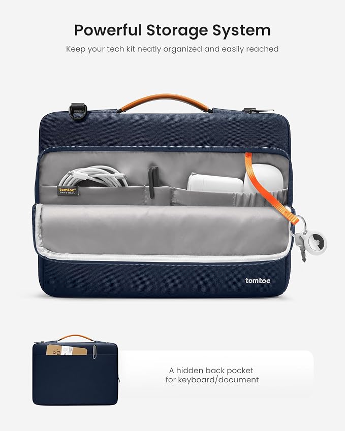 tomtoc 360 Protective Laptop Shoulder Bag for 14-inch MacBook Pro M5 Pro/Max A3426 A3427 2026 M4/M3/M2/M1 Pro/Max A3434, Water-Resistant Carrying Case for 13.5-14.4 Inch Microsoft Surface Laptop 7/6/5