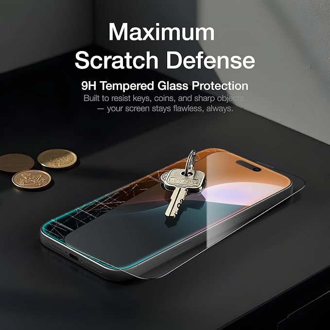AMAZINGthing for iPhone 17 [Titan Filter 7 - Full Glass] Screen Protector, 9H Tempered Glass, Full Coverage, Case‑Friendly, Oleophobic, Alignement Frame, 2 Pack (Blue Light, iPhone 16 Pro)