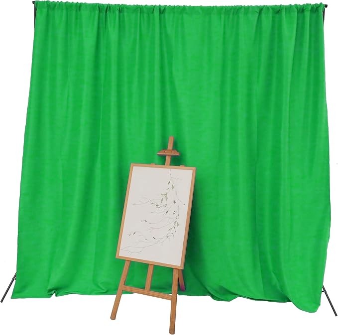 King Mills 10x10 ft Green Backdrop Curtain for Photography, Also Serving as Background for Golf Simulators for Home, Streaming Backdrop, Podcast Background, Zoom Backdrop.