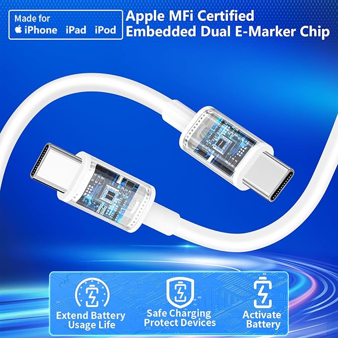 [Apple MFi Certified] iPhone 17 Charger Fast Charging, Linocell 4Pack 20W USB C Charger Dynamic Power Adapter Type C Wall Chargers + 6FT Type C Cord for iPhone 17/17 Pro/17 Pro Max/16/15/iPad/AirPods