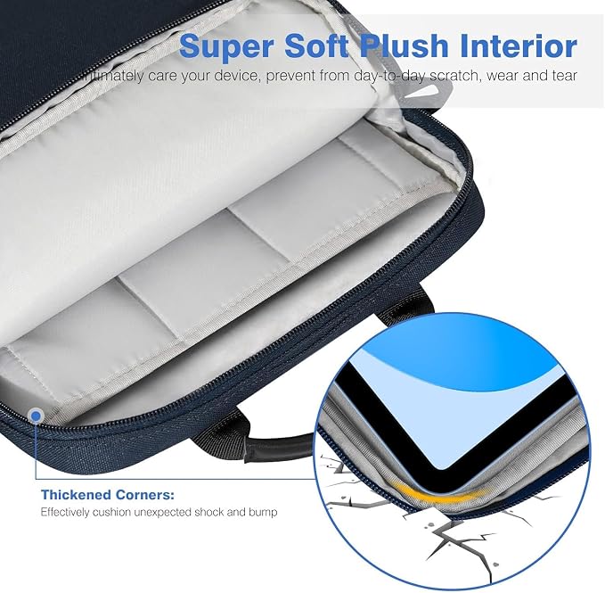 Dadanism 9-11 Inch Tablet Sleeve Bag Carrying Case with Shoulder Strap for iPad (A16) 11", iPad 10th Gen 10.9", iPad Air M4/Pro M5 11", iPad 9/8/7th 10.2", Galaxy Tab A11+ Plus 11", Dark Blue