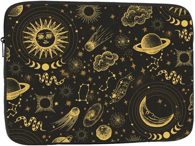 Sun and Moon Laptop Sleeve Case for Men Women Waterproof Oxford Cloth Laptop Sleeve Bag Suitable for Most Ipads and Laptops Notebook Computer Pocket Tablet Traveling Carrying Simple Case 13 inch