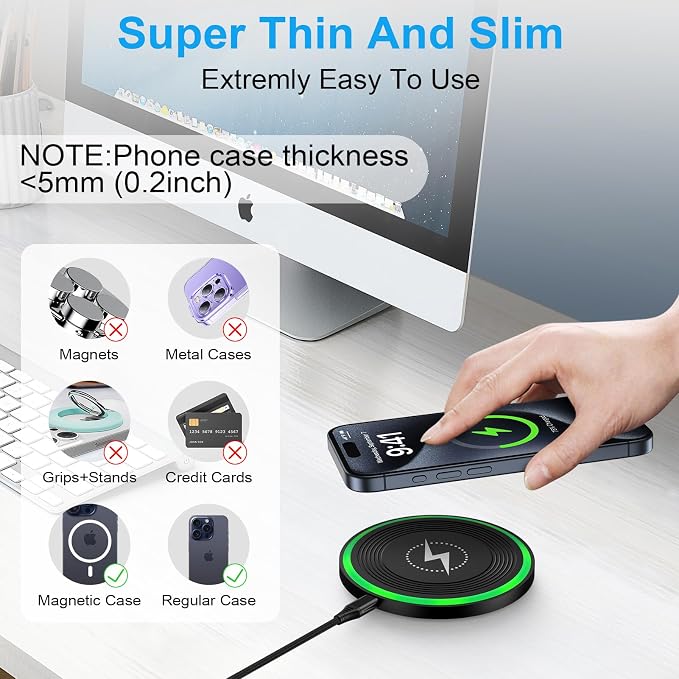for Samsung Wireless Charger Fast Charging Pad for Samsung Galaxy S26 Ultra S25 FE S25 S24 Plus S23 Z Flip7,Android Phone Wireless Charging Station Cargador Inalámbrico Para for iPhone 17 with Adapter